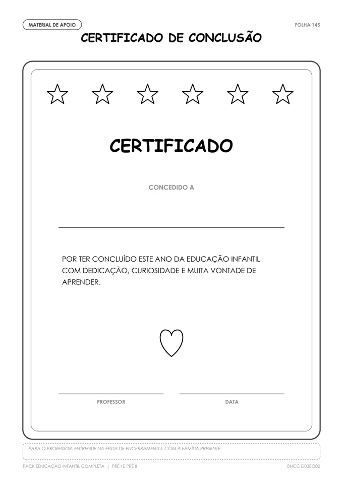 Certificado de conclusão do ano