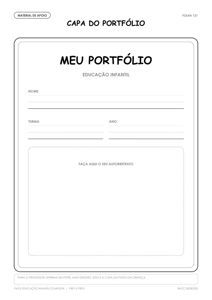 Capa do portfólio da criança